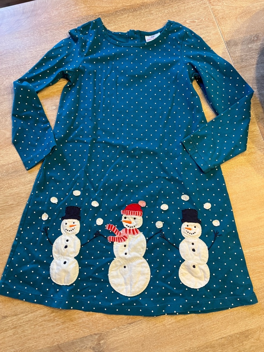 Hanna Andersson 130/8US girls appliqué snowman dresss VGUC